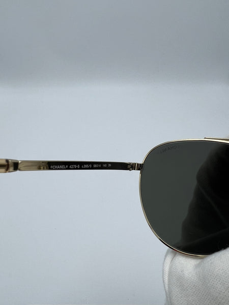 Chanel black aviator outlet sunglasses