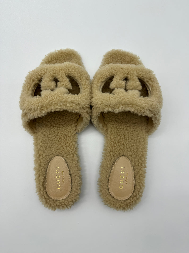 Merino Wool Interlocking G Slide Sandals