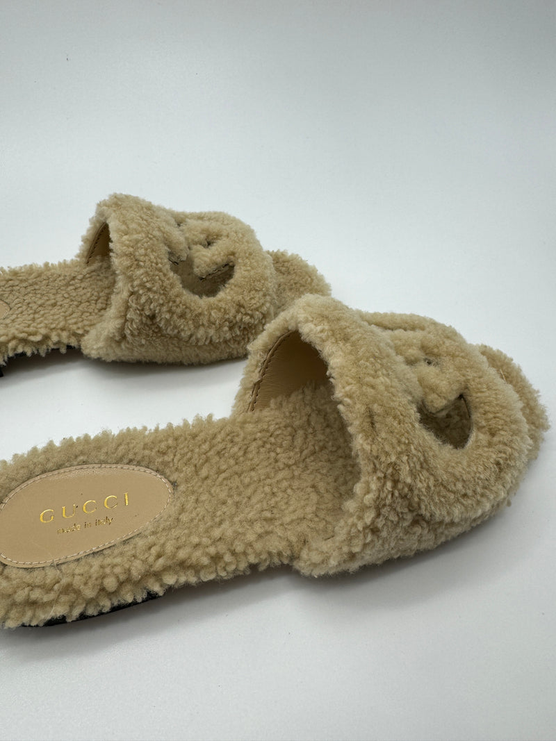 Merino Wool Interlocking G Slide Sandals