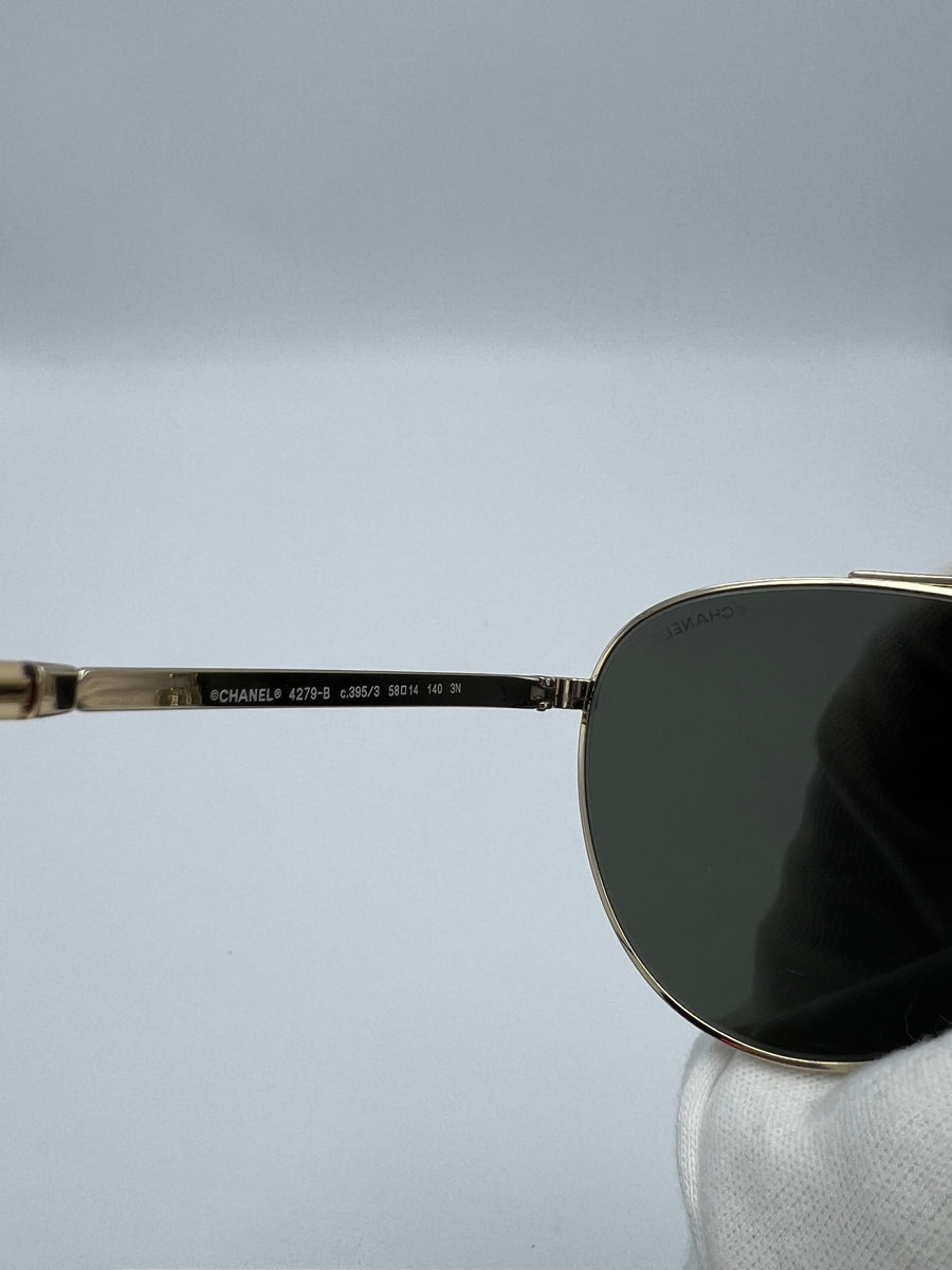 Chanel Aviator Interlocking CC Logo Sunglasses - Gold Sunglasses,  Accessories - CHA951592 | The RealReal
